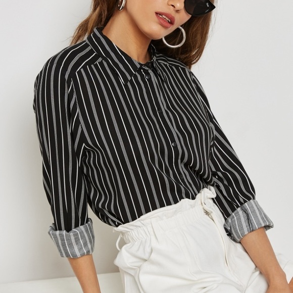 jaqueline de yong Tops - STRIPED BUTTON UP SHIRT
